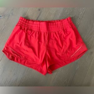 Lululemon hotty hot high rise 2.5” shorts, carnation red, size 12